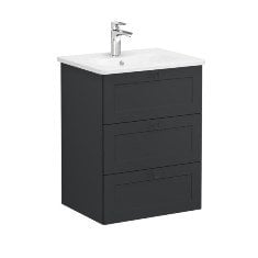 Vitra Root Classic 68908 Lavabo Dolabı, Üç Çekmeceli, 60 Cm, Mat Grafit, Yuvarlak Lavabolu